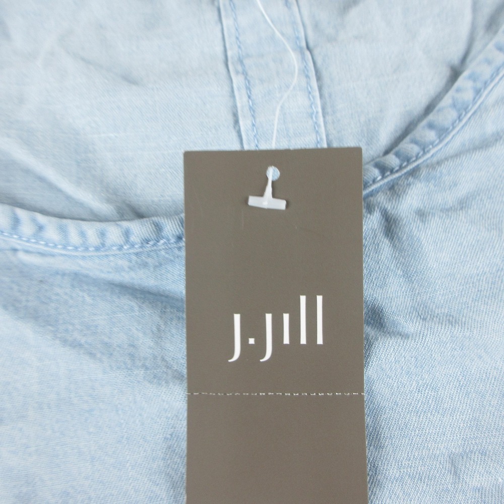 J. Jill Denim Blouse Womens 3X Blue Oasis Wash Short Sleeve Chambray Pocket Top - Picture 4 of 10